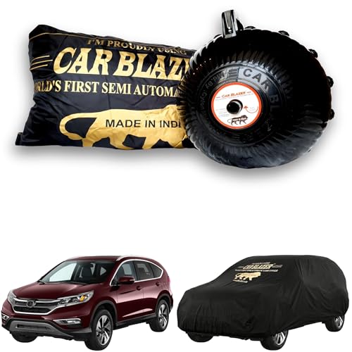 Image of CARBLAZER Portable & Semi-Automatic Full Body Car Covers: Heavy Duty Device| Anti-Theft| Dust & Scratch Proof | Water & Wind Resistant|Custom Fit| Dual-Side Cover, Compatible for Honda CRV