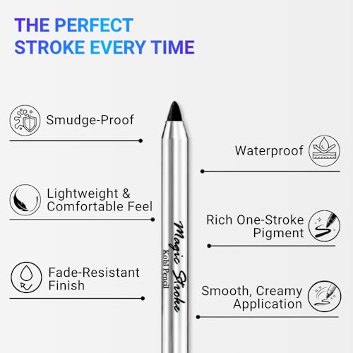 Image of Magic Stroke Kohl Kajal Pencil - Brown | Waterproof, Smudge Proof, Kajal with Free Sharpener, Matte Finish, 18H Long Lasting Eye Kajal Pencil, One Swipe Application with with Shea Butter & Vitamin E | 1.5g