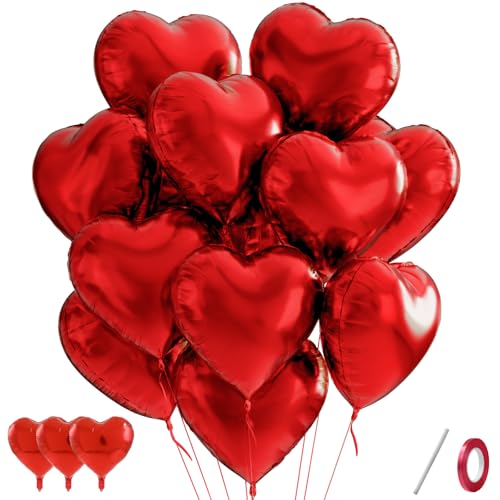 25 Stück Herzluftballons Rot, 18 Zoll Herz Luftballons Rot...
