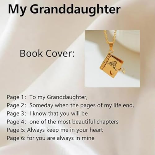 Poystng Collier à breloques de livre de chapitre sentimental pour petites-filles, gravé de grand-mère Ti, de bijoux de livre de chapitre en acier – vue 6