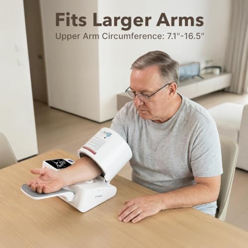 Image of Upper Arm Blood Pressure Monitor for Home Use, Barrel Design One-Touch Blood Pressure Machine, Auto-Fit Wide Range 7.1 inch-16.5 inch, 3-Color Backlight, 2 Users 2x99 Memory (1 MONTH WARRANTY)