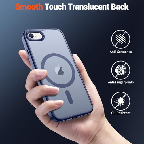 Image of SUPFINE Magnetic for iPhone SE Case 2022 (3rd) /2020 (2nd), iPhone 8 Case (Compatible with MagSafe) (Military Grade Drop Protection) Slim Translucent Matte Phone Case,Lavender Gray