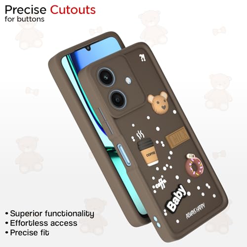 Image of Pikkme Bumper Case for Realme Narzo N61 / Realme C61 4G | Cute Fun Cartoon 3D Bear Silicone Full Body Protection Back Cover (Brown)