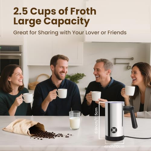 Image of Casimhu Electric Milk Frother 4-in-1 Foam Maker, Hot Cold Foam, 10.6 oz