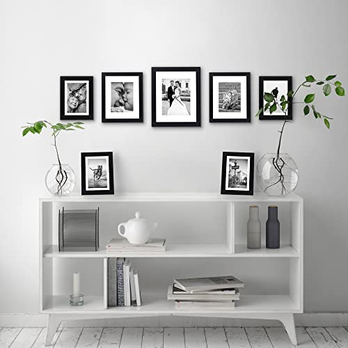 Americanflat 7 Pack Black Gallery Wall Frame Set - Includes One 11X14 Frame, Two 8X10 Frames, And Four 5X7 Frames - Picture Frames Collage Wall Decor With Shatter Resistant Glass And Hanging Hardware #TOP5