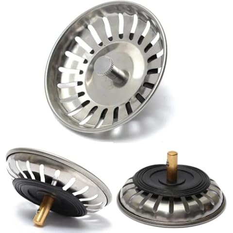 1BAZAR Kitchen Sink Strainer Plug - Stainless Steel Pop up Bathroom sink plug - Replacement Drain Waste Plug - Basin Strainer Drainer - Diameter 78mm Cover
