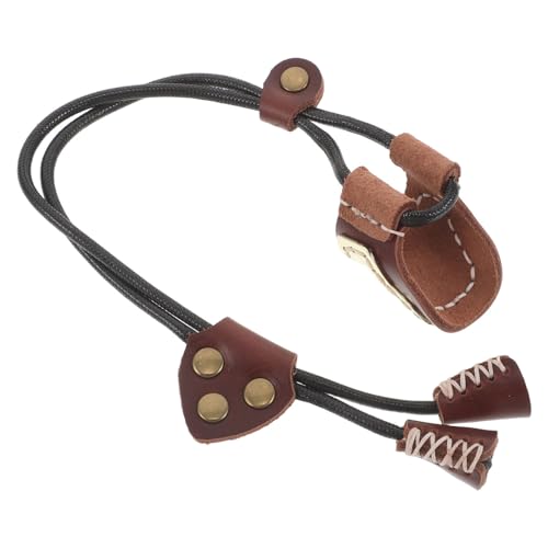 BESPORTBLE Archery Finger Tab Brass Bowstring Finger Protector Traditional Mongolian Style Non-Slip Thumb Guard for Outdoor Hunting and Target Practice