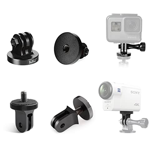 Hsu All Aluminum Alloy Basic Adapter Grab Bag For Gopro, Including 1/4 Inch 20 Tripod Mount, Rotation Camera Mount, Adjust Arm, Thumbscrew And Wrench（9 Pcs） #TOP2