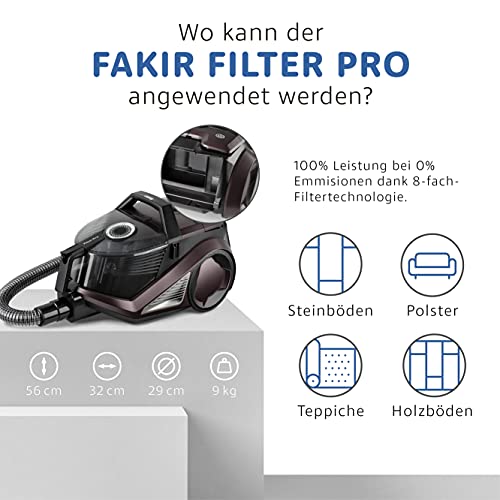 Fakir Filter Pro - Beutelloser Staubsauger mit 8-fach Filtertechnik I Leiser Staubsauger mit HEPA 13 Filter für… - Image 5