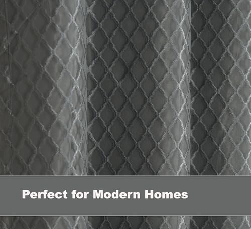 Image of IVAZA Faux Silk Hybrid Designer 100% Blackout Curtain 2-in-1 |Dual-Layer Design with Decorative Mesh Overlay & Tie Ribbon|100% Light Blocking,Thermal Insulated, Window- 5 Feet (Pack of 2) Grey