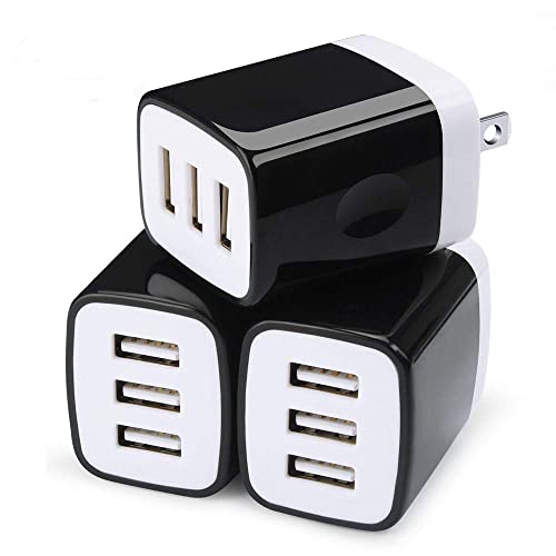 Wall Charger Adapter,USB Cubes,Sicodo 3Pack Universal Travel 3.1A 3 Muti Port Plug Charging Block Compatible with iPhone 16,15,14,13,12,SE 2020,11,X,Plus,Samsung GalaxyS24,S23,S22,S21,S20Ultra,Plus,LG