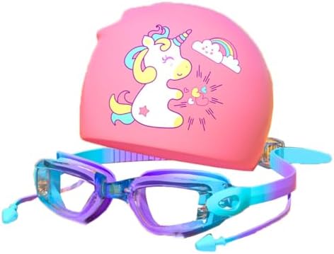 Kit Óculos Natação Infantil Com Touca Impermeável Estojo Menino M...