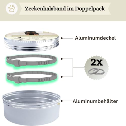 Animalea® [2 Stück] Zeckenhalsband für kleine Hunde - verbesserte Formel mit Schwarzkümmelöl - 100% Natürlich - bis zu 8 Monate wirksamer Schutz gegen Zecken Flöhe Läuse Ungeziefer