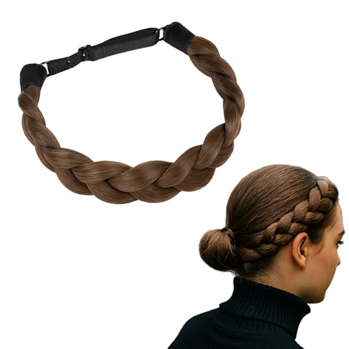 ALLY-MAGIC Haarteil,Geflochtenes Haarband,Haarband Geflochten 2 Stränge Kunsthaar,Haarreif Dirndl, Oktoberfest Haarschmuck für frauen-mädchen-schönheits-zusatz (Tiefbraun) E23-ZSBZJFD