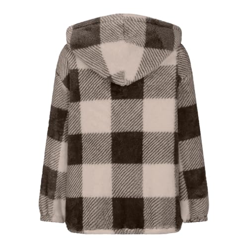 Gumipy Fleece Jacket Women Plaid Zip Up Hoodie Trendy Checkered Sherpa Jacket Fuzzy Winter Coats Long Sleeve Womens Jackets3