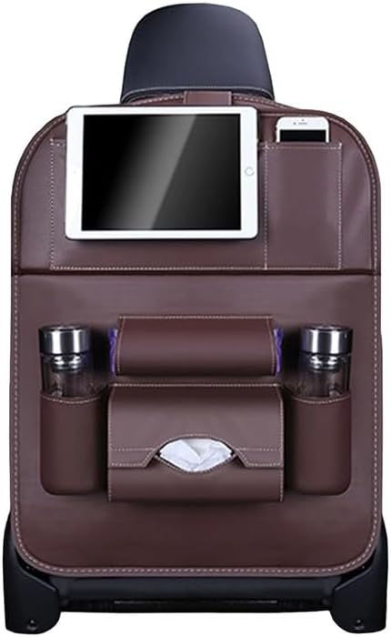 kathson Organizador de asiento de automóvil, bandeja de mesa plegable de piel sintética, protectores de respaldo de asiento, organizador de asiento