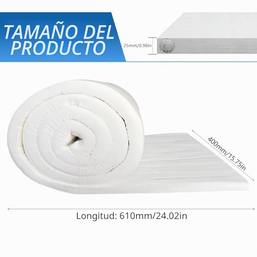 Miniatura 2 de Wjuan Manta Aislante De Fibra Cerámica 400x610x25mm 2 Piezas - Alfombrilla Ignífuga Para Estufas De Pellets, Forjas Y Tubos De Alta Temperatura Lana Cerámica Resistente A 1260 C