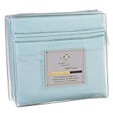 Clara Clark Premier 1800 Collection 4pc Bed Sheet Set - Cal King Size, Light Blue Aqua,