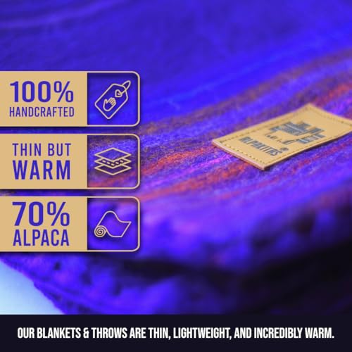 ALPAKITAS Alpaca Wool Blanket - Twin Size Bed Blanket - Alpaca Throw Blanket - Gift & Warm Blanket, Lightweight, Couch Blanket or Camp - Outdoor Blanket - 75 x 38 Inches (Blue & Purple) by ALPAKITAS - Image 3