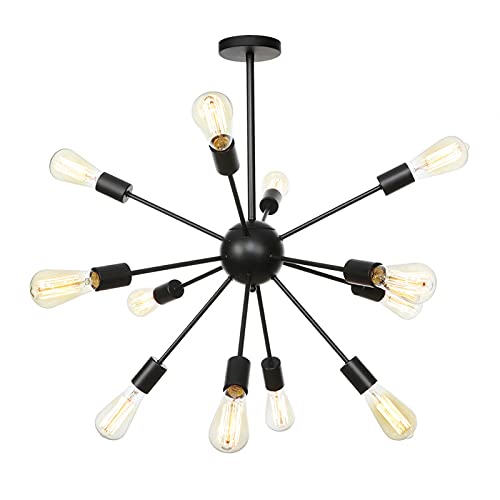 Lustre Spoutnik Noir design moderne et industriel à 12 ou 18 lumières