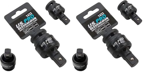 Image of US Pro Industrial 1/2" Drive Impact Universal Joint UJ Wobble Angle Extension Swivel (Pack of 2)