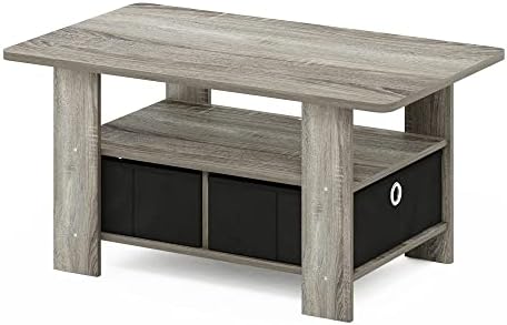 Furinno Andrey Coffee Table with Bin Drawer, Dark Walnut