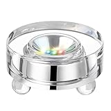 LED Light Base Crystal Display Stand In A Variety of Colors,Lighted Up Stand Color Changing Small LED for 3D Glass Crystal Art,Holiday Party Decoration. (Round)