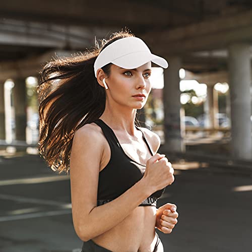 Cooraby 12 Pack Visor Cap Sun Protection Sports Visor Hats Summer Adjustable Wide Brim For Men And Women White #TOP5