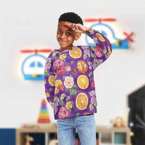JUNZAN Beauty Cloudberry Fruit Purple Little Boys Sweatshirt Hoodie Long Sleeve Outerwear for Kids Party 4T4