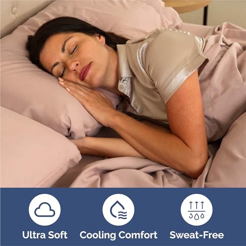 Image of Queen 6 Piece Bed Sheet Set - Comfy, Breathable & Cooling Sheets - Mauve | Ultra-Soft Hotel Luxury Bedding Set w / 8-16 Inch Deep Pockets, 1 Flat & 1 Fitted Sheet & 4 Pillowcases, Wrinkle & Fade Free