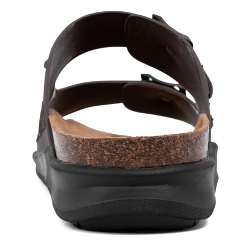 Image of Nautica Men's Sandals - Casual Slides with 2 Adjustable Buckle Straps and Cork Footbed for Ultimate Comfort and Style (Regular /Wide Width, Big Size)