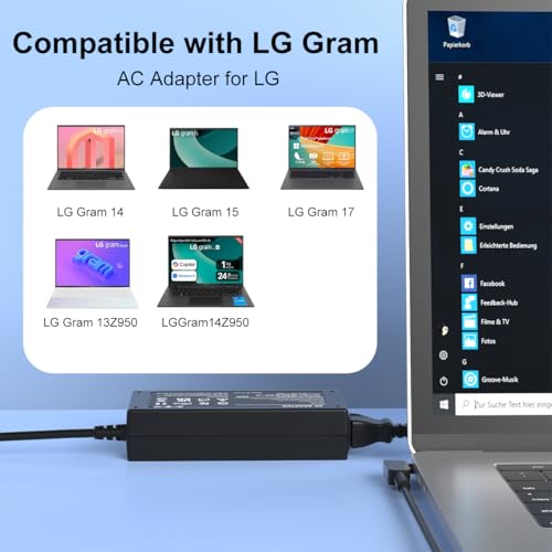 65W Round Tip Travel Replacement Charger for LG Gram 13 14 15 17 Laptops - image 2