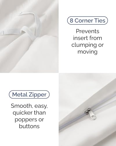 Image of Duvet Cover Twin /Twin XL Size Set - Extra Soft Twin /Twin XL Duvet Cover 68 inch x 90 inch with 1 Pillow Sham for Women, Men, Kids & Teens - Easy-Care & Fade Free with Zipper Closures & Ties (Antique White)