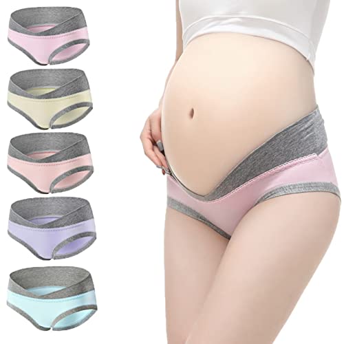 Image of MEIDAYAI Maternity Underwear Cotton Under Bump Pregnancy Healthy Underwear Postpartum Panties for Women 5 pack