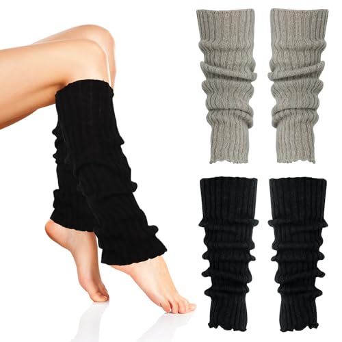 Soleeya 2 Pares Calentadores Piernas Mujer Invierno Calcetines Largos de Piernas de Punto, Leg Warmers Elasticidad Calentadores Niña para Otoño e Invierno, Calentadores de Rodilla para Botas y Botines