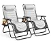 KEPLIN Set of 2 XXL Premium Heavy Duty Padded Two Tone Zero Gravity Chairs - Luxurious Garden Recliners, Adjustable Headrest, Cup & Phone Holder, Foldable, Patio Sun Loungers - 150kg Weight Capacity