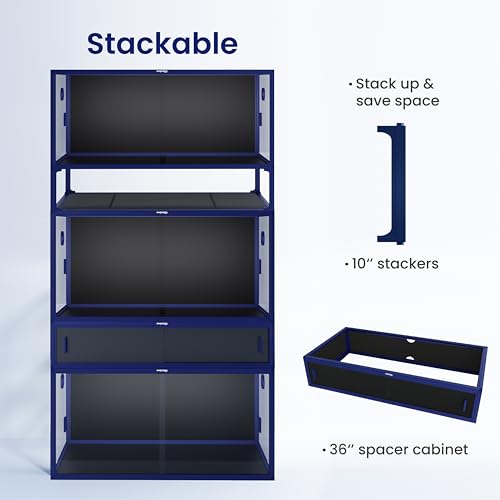 Image of Phailozoo Stackable 50 Gallon Reptile Enclosure for Gecko, Juvenile Reptile | Adding Vibrant Fun for Your Home, Anti-fingerprint Tempered Glass Door with Handles Easy to Feed & Clean