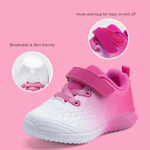 COODO Toddler/Little Kid Boys Girls Shoes Running Sports Sneakers (6 Toddler,Gradient Fuchsia) - Thumbnail 2