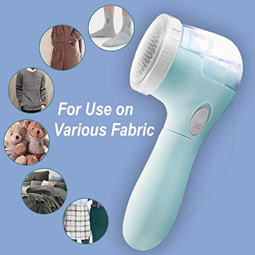 Feeke Fabric Shaver - Lint Shaver Electric Sweater Shaver Lint Remover, Battery Operated - Fuzz, Pill, Lint Remover For Clothes, Legging, Sofa, Curtain, Socks - With 2 Extra Blades, Light Blue #TOP4
