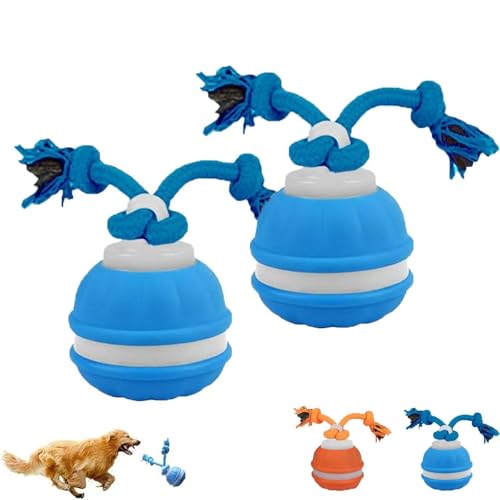 Yobensun Rolling Dog Toy, Automatic Dog Walker Interactive Indestructible Waggle Ball Toy, Interactive Ball with Motion Activati