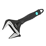 DURATECH 10-Inch Adjustable Wrench, Wide Jaw Opening Black Oxide Finish Plumbing Wrench, CR-V Steel, SAE and Metric Scale Marked, Ergonomic Grip