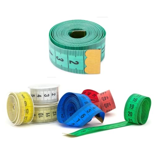 Kit 2 Fita Métricas Flexíveis de 150 cm Com Estojo para Guardar Fita de Alfaiate Enrolável para Costura Artesanato e Medidas Corporais Cores Sortidas Material Resistente Marcação Precisa Premium