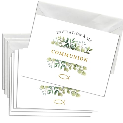 Briefzauber Lot de 12 cartes d’invitation à la première communion avec 12 enveloppes | Set de...