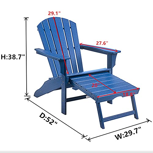 Ehomexpert All-Weather Adirondack Chair With Pull-Out Ottoman thumb #1
