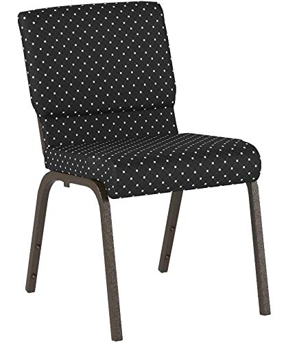 Flash Furniture HERCULES Series 18.5''W Stacking Church Chair in Black Dot Patterned Fabric - Gold Vein Frame
