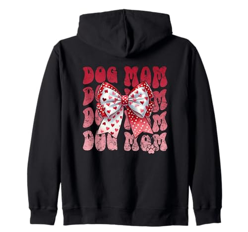 Dog Mom Heart Bow Love Paw Pet Amante Sudadera con Capucha