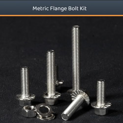 Image of M6-1.0 x 12 /16 /20 /30 /45 Flange Hex Bolt Assortment Kit, 180pcs Stainless Steel Metric Flange Head Bolts and Nuts Set.