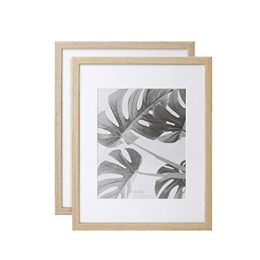 Afuly 11x14 Picture Frames Set of 2, 8x10 with Mat Photo Frame 11 by 14 Frame without Mat Natural Wood Texture Wall Mounted Gallery Display Mother's Day Birthday Graduation Gifts for Family, Oak Beige