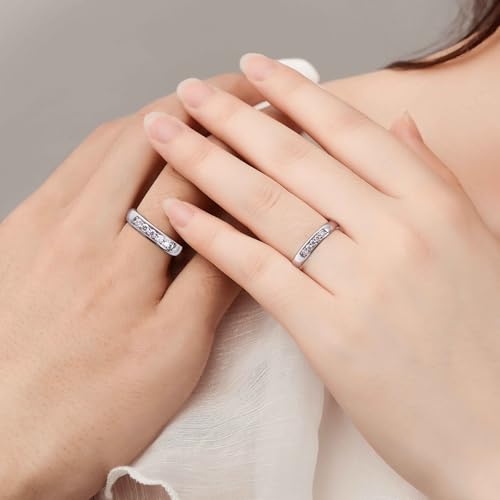 Promise Rings for Couples, Moissanite Wedding Band for Him and Her, D Color VVS1 18k Gold Plated 925 Sterling Silver Moissanite Jewelry with GRA Certificate of Authenticity4