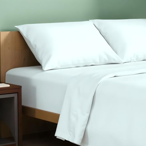 TEXAS LINEN CO. Juego de sábanas de algodón 100 % orgánico tamaño California King, juego de sábanas de 4 piezas de tejido de percal de algodón orgánico, suaves, frescas y frescas, bolsillo profundo de
